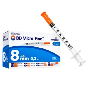Jeringa de 0.3 ml – BD Micro-Fine (Aguja Integrada 30G x 8 mm) – Pack 10 unidades