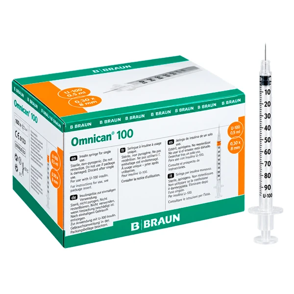 Jeringa de 0.5 ml - Braun Omnican (Aguja Integrada 30G x 8 mm) Jeringa de 0.5 ml - Braun Omnican (Aguja Integrada 30G x 8 mm)