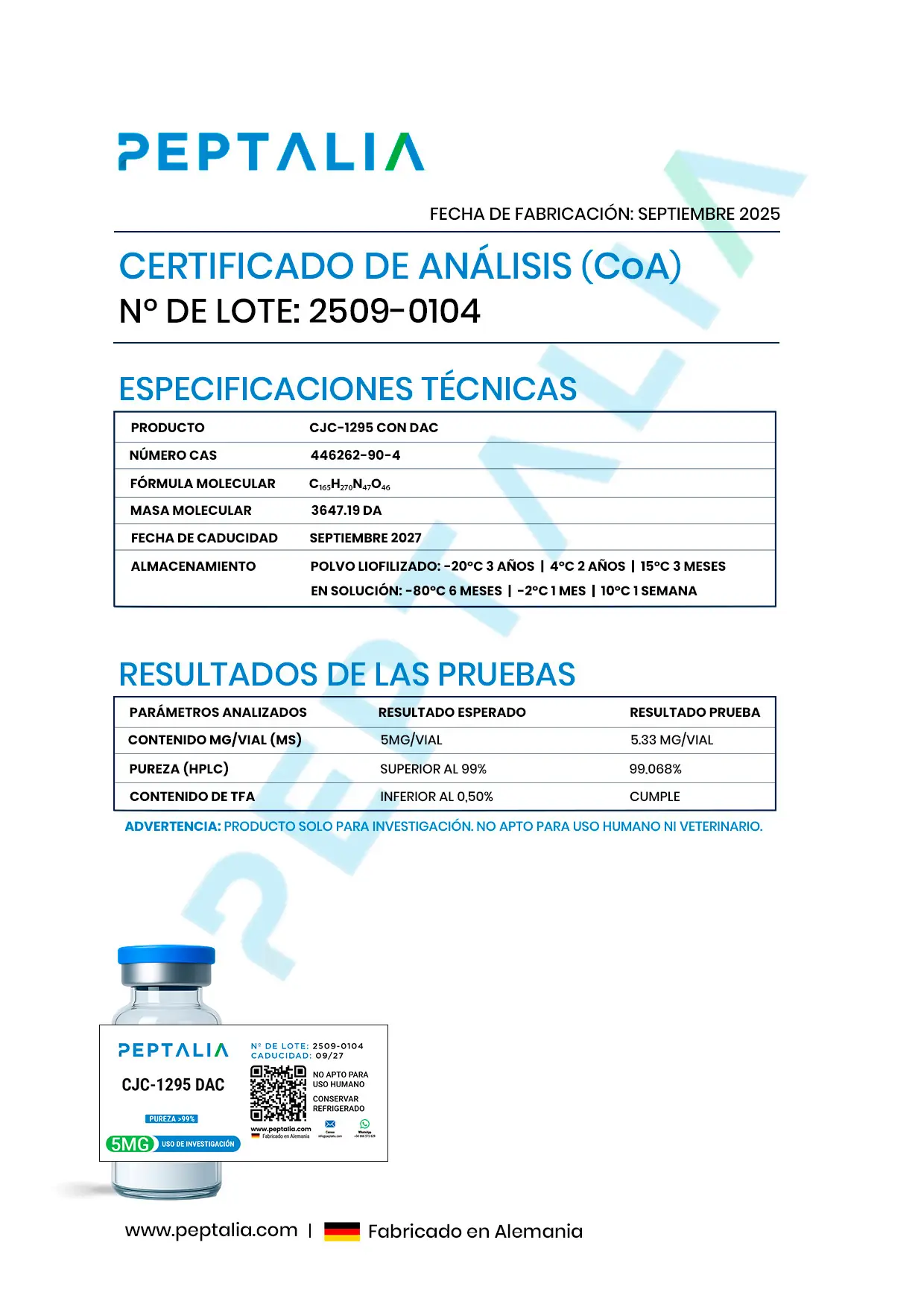 Certificado de Análisis