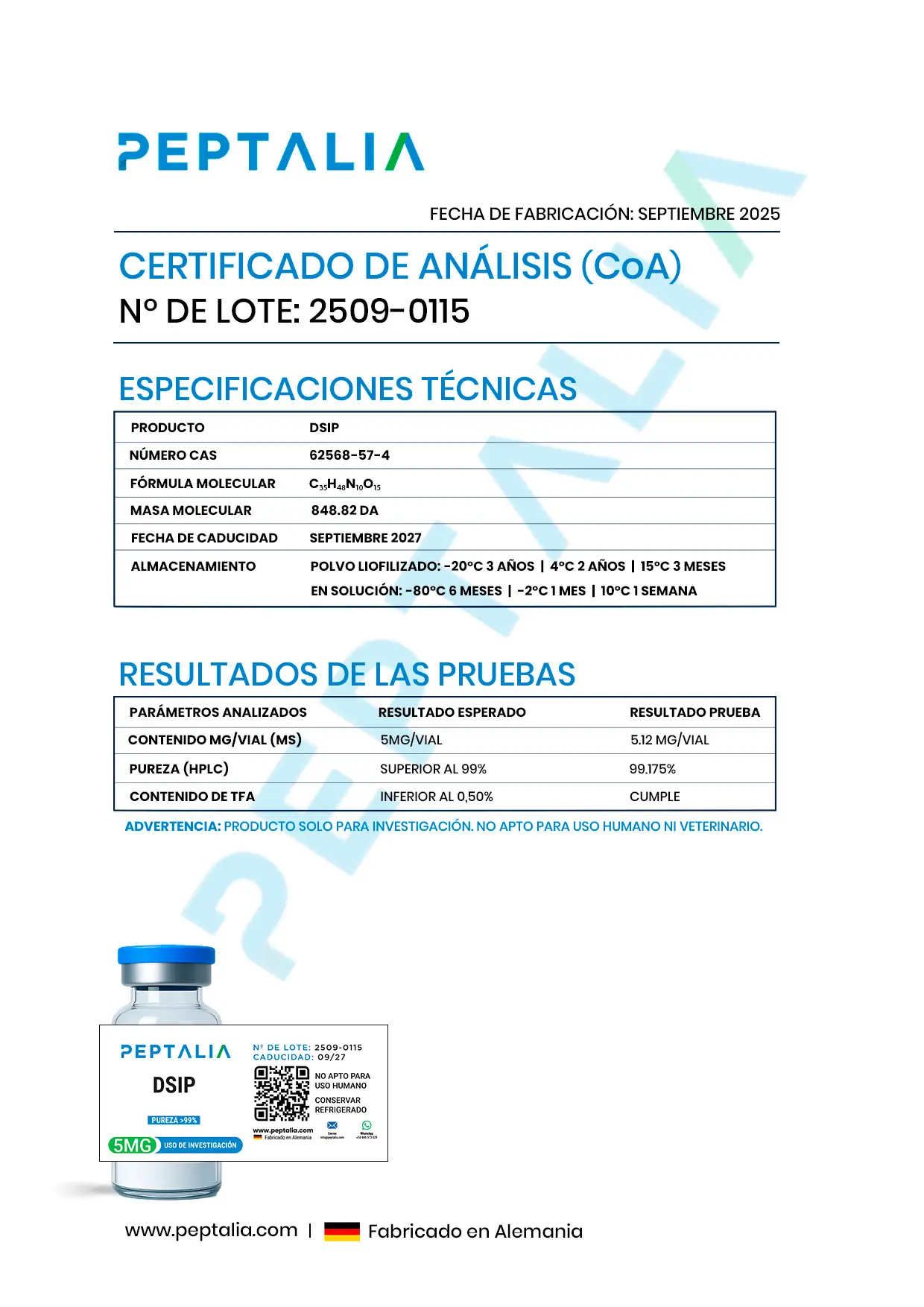 Certificado de Análisis
