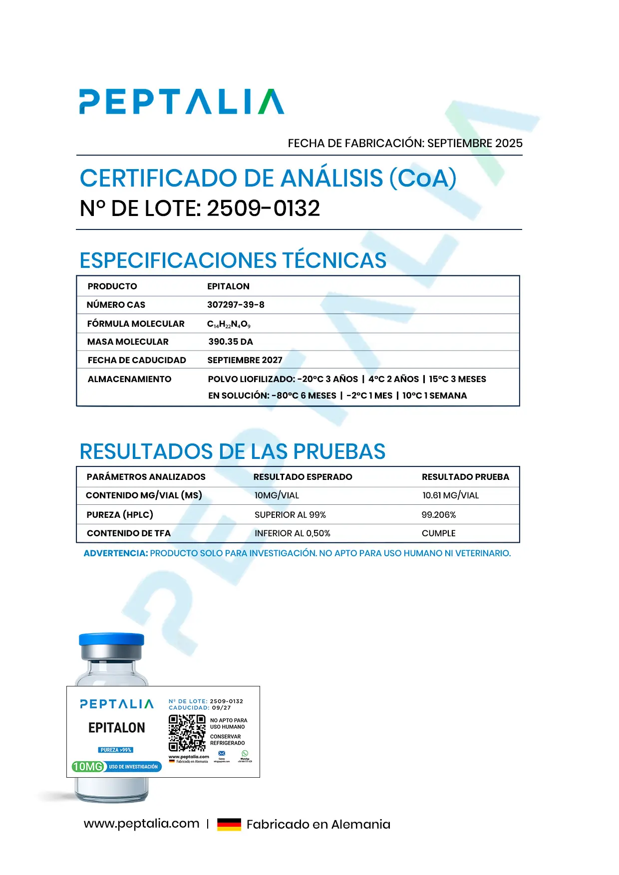 Certificado de Análisis