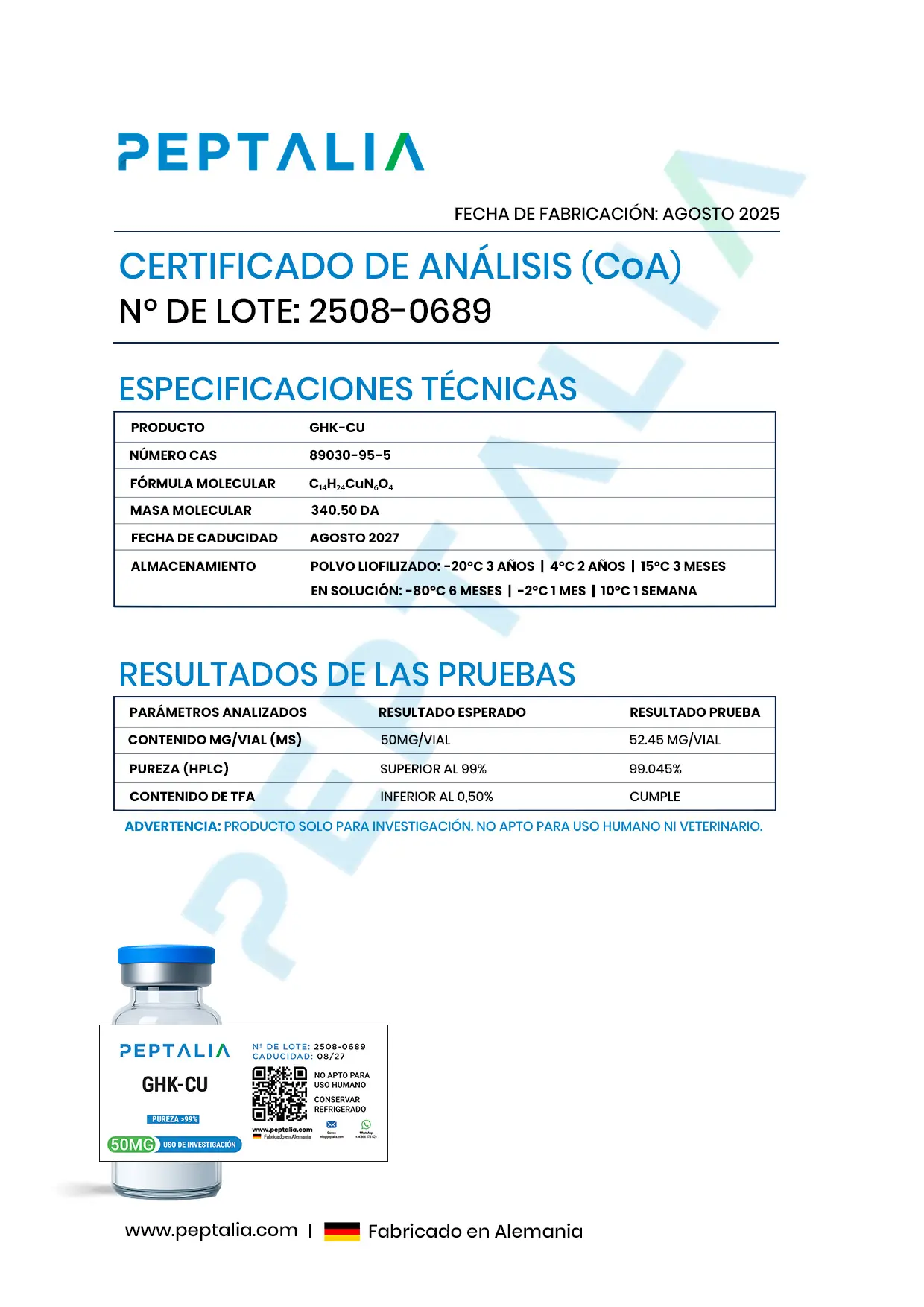Certificado de Análisis