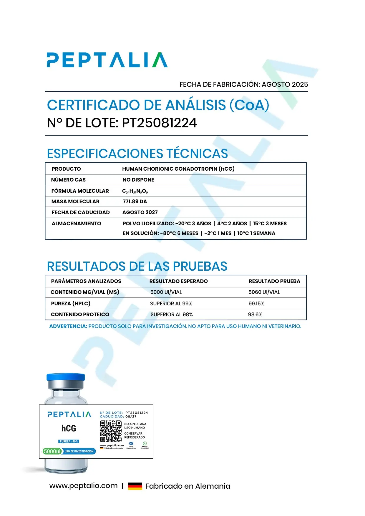 Certificado de Análisis