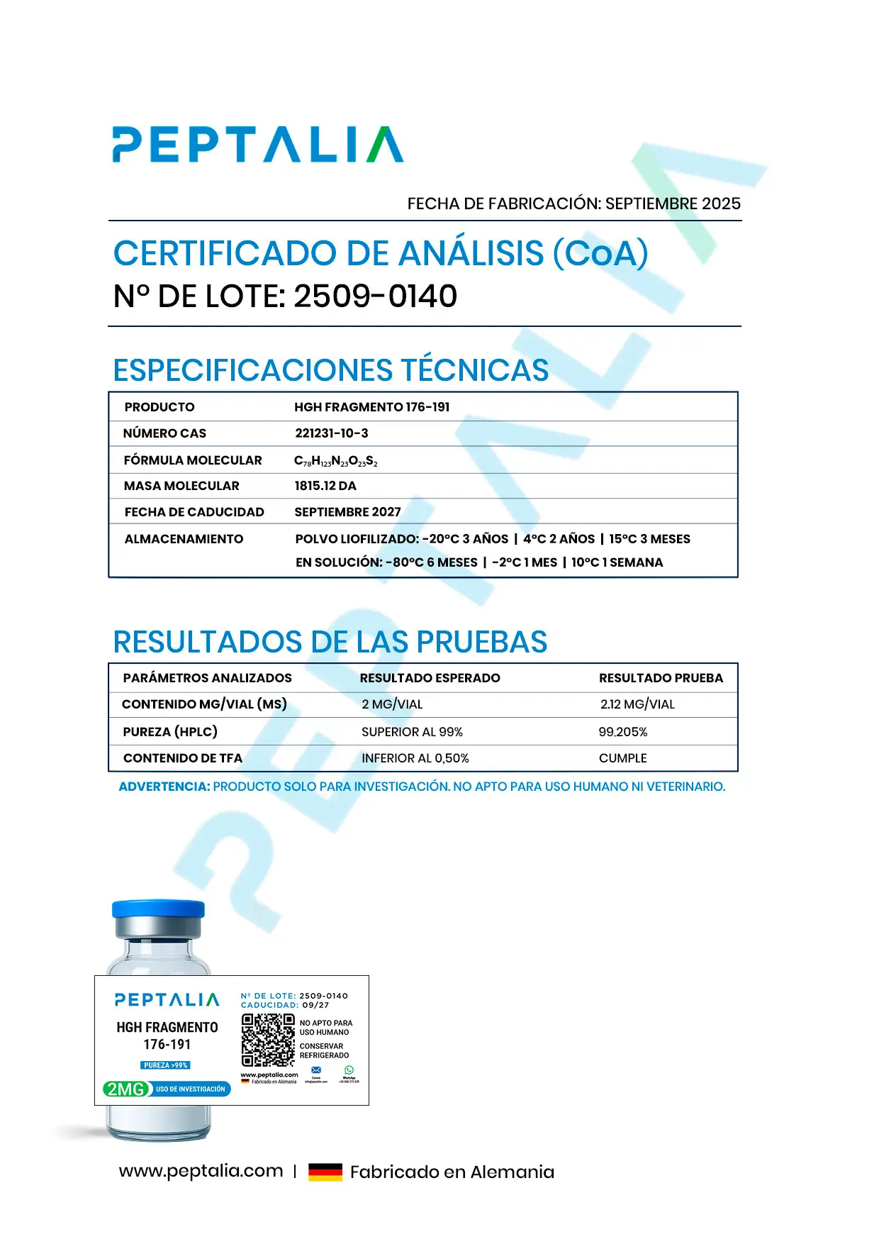Certificado de Análisis