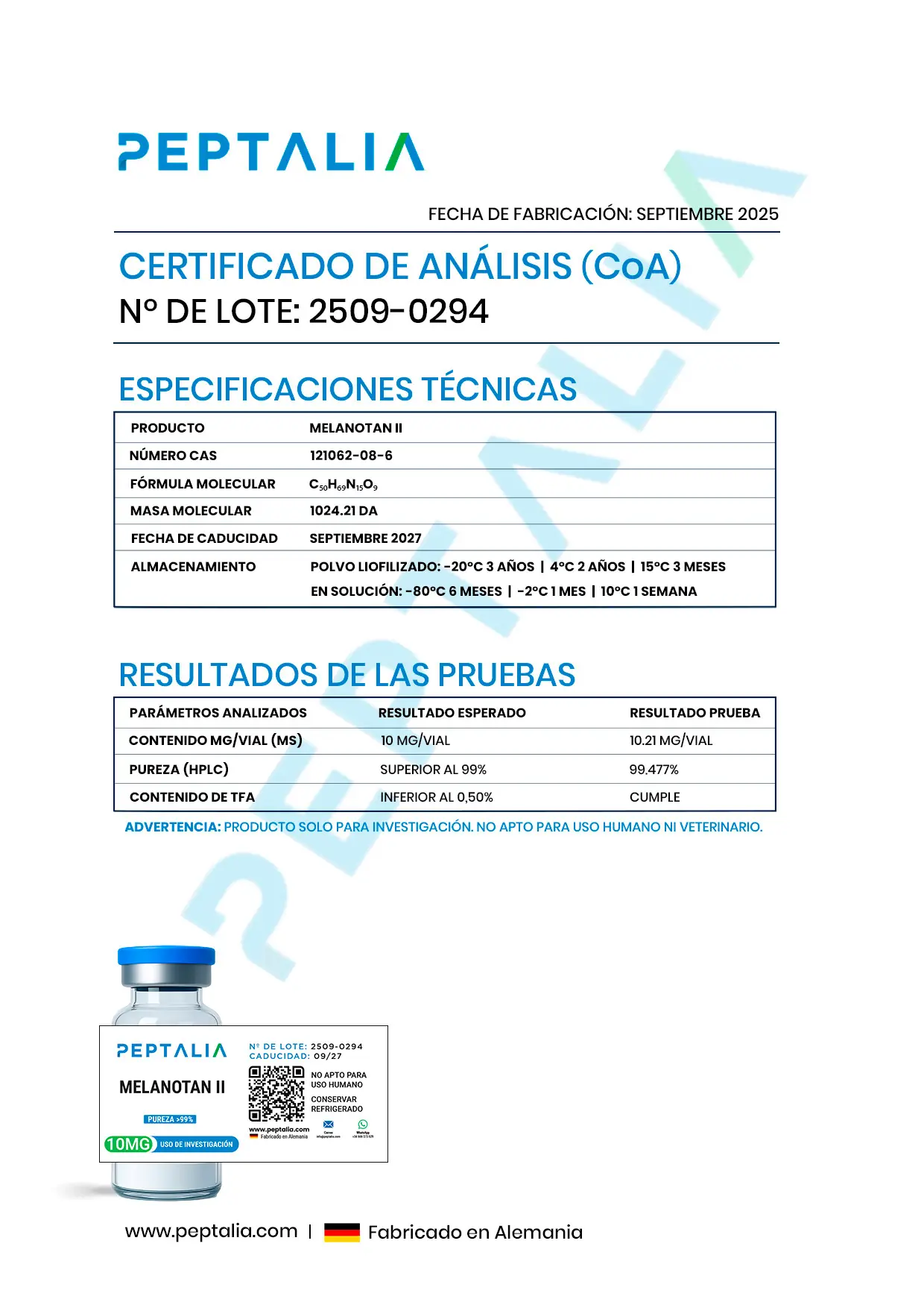 Certificado de Análisis