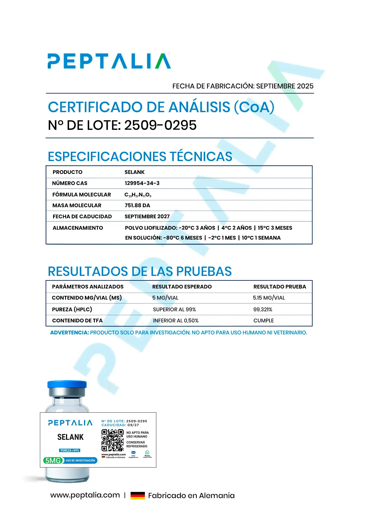 Certificado de Análisis