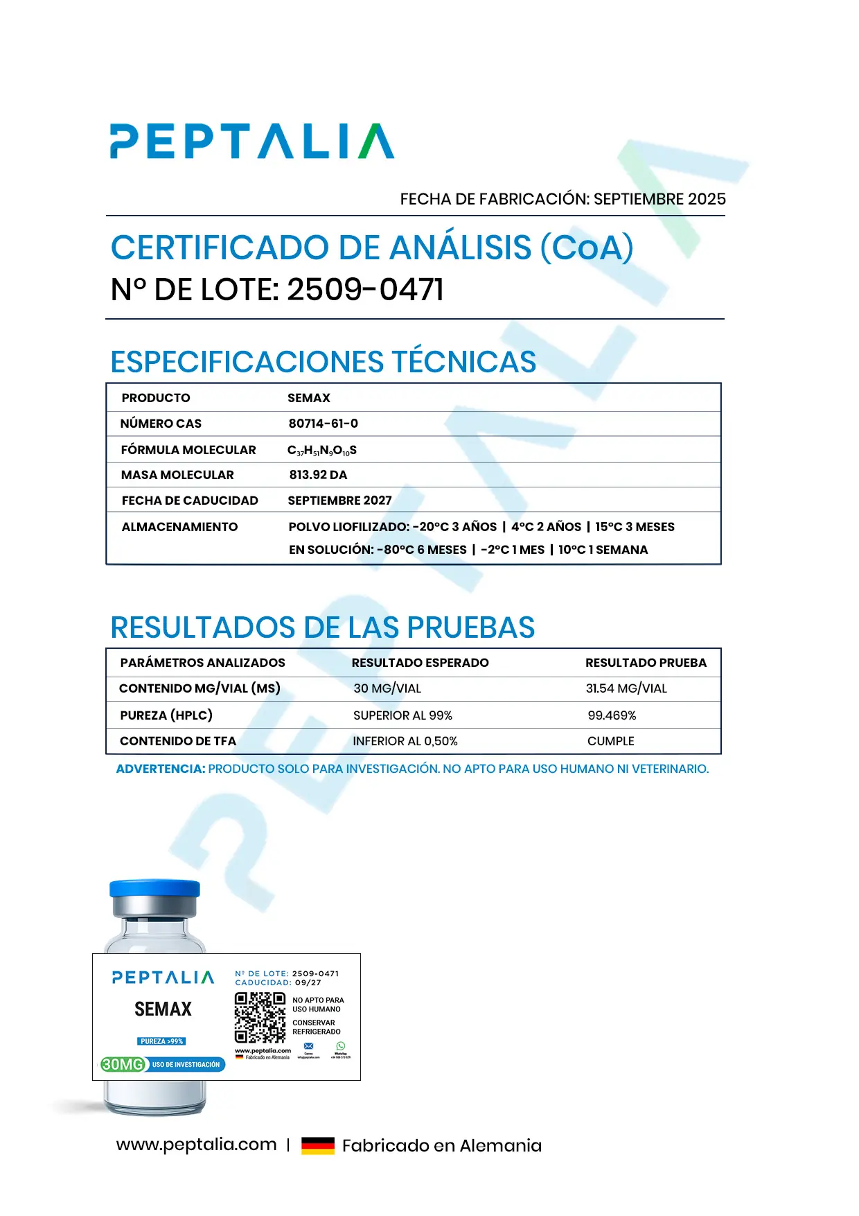 Certificado de Análisis