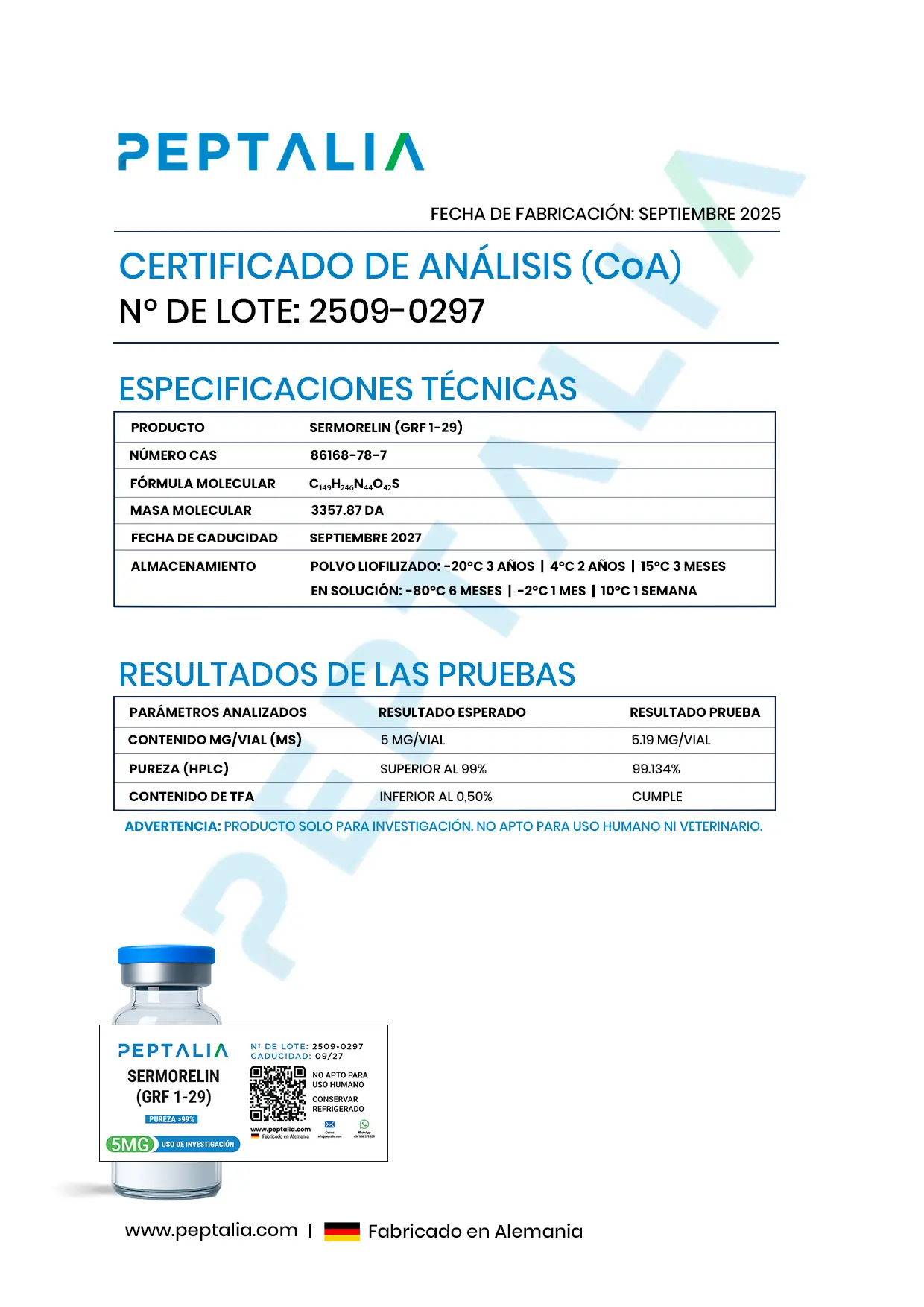 Certificado de Análisis