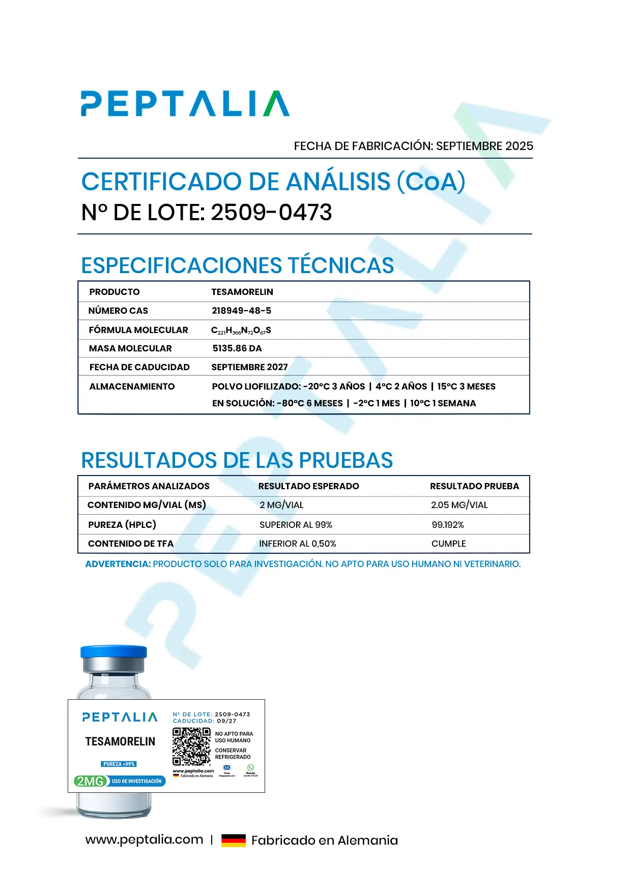 Certificado de Análisis